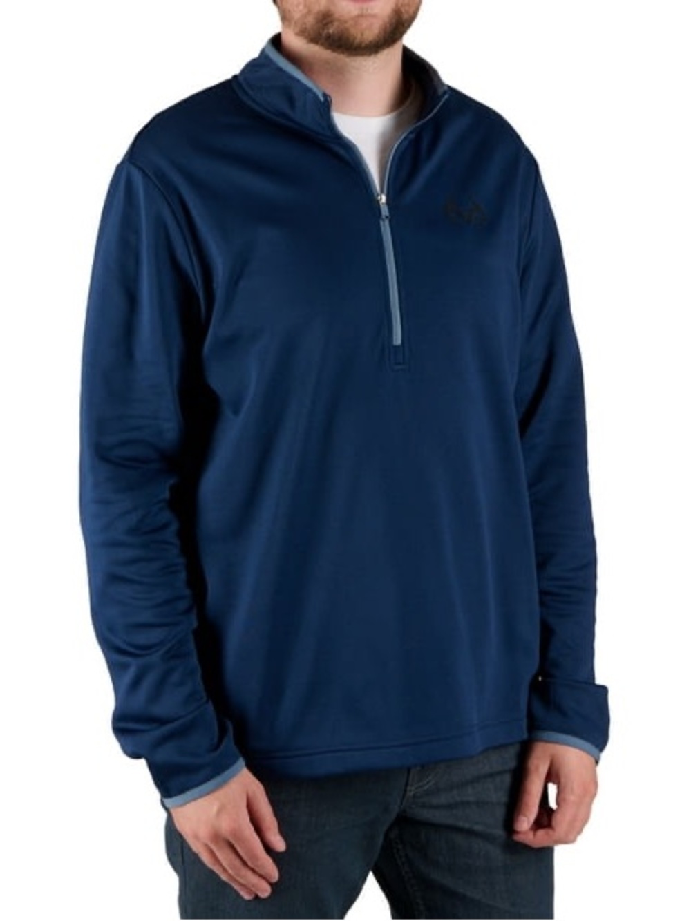 RealTree Fleece 1/4 Zip Navy Quarter-Zip Pullover Sweatshirt Top Sz Large